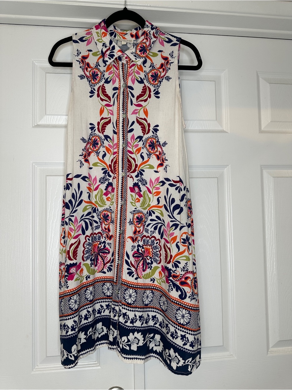 Anthropologie Fig + Flower Sleeveless Shirt Dress Medium Boho Paisley Floral